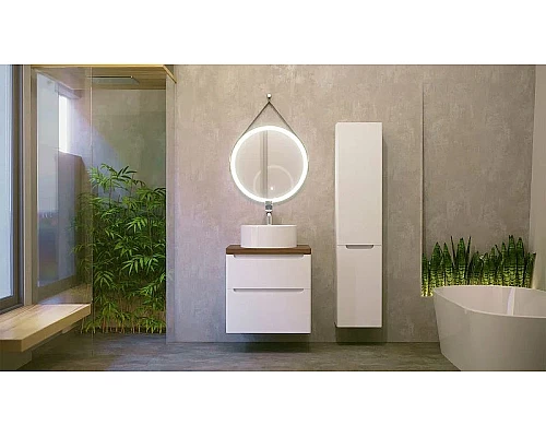 Приобрести Тумба под раковину Jorno Wood 60 wood.01.60/P/W подвесная Белая в магазине сантехники Santeh-Crystal.ru