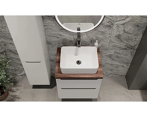 Приобрести Тумба под раковину Jorno Wood 60 wood.01.60/P/W подвесная Белая в магазине сантехники Santeh-Crystal.ru