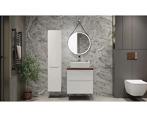 Приобрести Тумба под раковину Jorno Wood 60 wood.01.60/P/W подвесная Белая в магазине сантехники Santeh-Crystal.ru