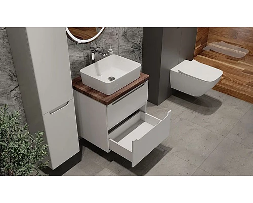 Приобрести Тумба под раковину Jorno Wood 60 wood.01.60/P/W подвесная Белая в магазине сантехники Santeh-Crystal.ru