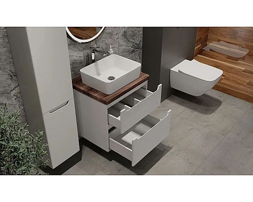 Приобрести Тумба под раковину Jorno Wood 60 wood.01.60/P/W подвесная Белая в магазине сантехники Santeh-Crystal.ru