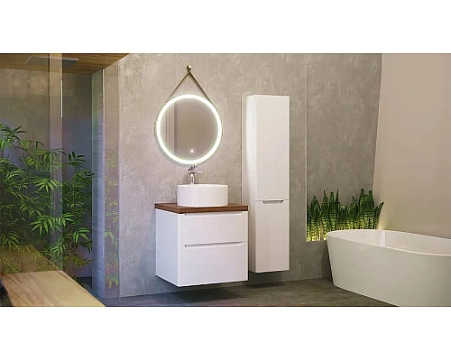 Приобрести Тумба под раковину Jorno Wood 60 wood.01.60/P/W подвесная Белая в магазине сантехники Santeh-Crystal.ru