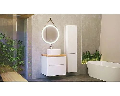 Приобрести Тумба под раковину Jorno Wood 60 wood.01.60/P/W подвесная Белая в магазине сантехники Santeh-Crystal.ru