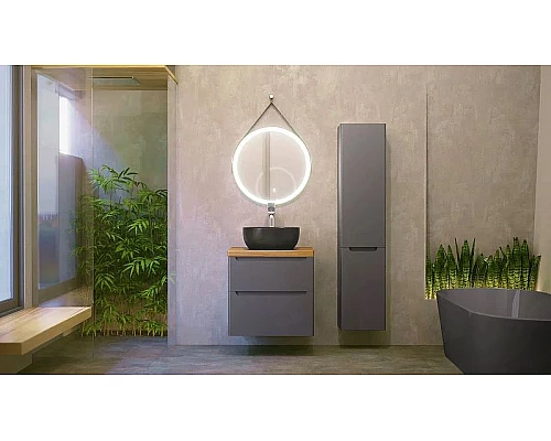 Приобрести Тумба под раковину Jorno Wood 60 wood.01.60/P/GR подвесная Серая в магазине сантехники Santeh-Crystal.ru