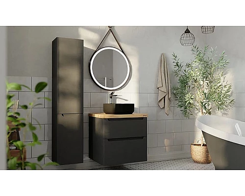 Приобрести Тумба под раковину Jorno Wood 60 wood.01.60/P/GR подвесная Серая в магазине сантехники Santeh-Crystal.ru