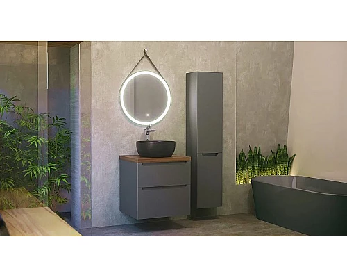 Приобрести Тумба под раковину Jorno Wood 60 wood.01.60/P/GR подвесная Серая в магазине сантехники Santeh-Crystal.ru