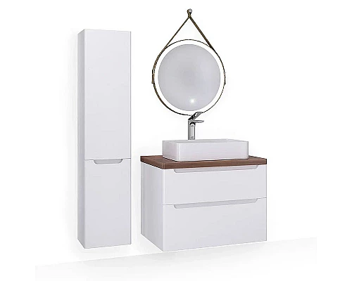 Приобрести Тумба под раковину Jorno Wood 80 wood.01.80/P/W подвесная Белая в магазине сантехники Santeh-Crystal.ru