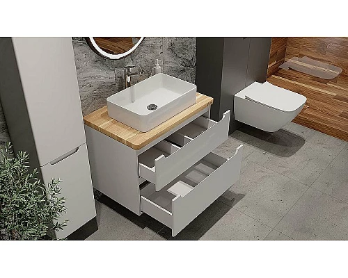 Приобрести Тумба под раковину Jorno Wood 80 wood.01.80/P/W подвесная Белая в магазине сантехники Santeh-Crystal.ru