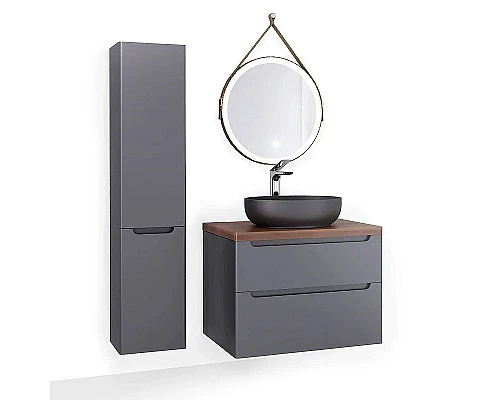 Заказать Тумба под раковину Jorno Wood 80 wood.01.80/P/GR подвесная Серая в магазине сантехники Santeh-Crystal.ru