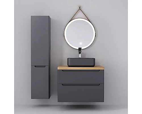 Заказать Тумба под раковину Jorno Wood 80 wood.01.80/P/GR подвесная Серая в магазине сантехники Santeh-Crystal.ru