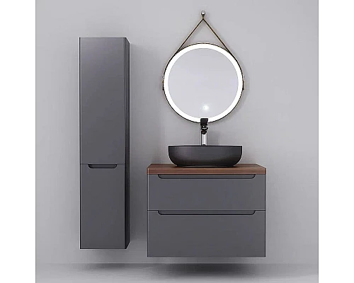 Заказать Тумба под раковину Jorno Wood 80 wood.01.80/P/GR подвесная Серая в магазине сантехники Santeh-Crystal.ru