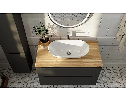 Заказать Тумба под раковину Jorno Wood 80 wood.01.80/P/GR подвесная Серая в магазине сантехники Santeh-Crystal.ru