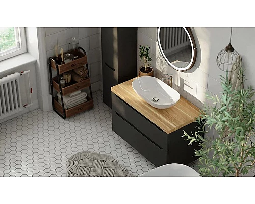 Заказать Тумба под раковину Jorno Wood 80 wood.01.80/P/GR подвесная Серая в магазине сантехники Santeh-Crystal.ru