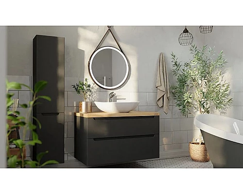 Заказать Тумба под раковину Jorno Wood 80 wood.01.80/P/GR подвесная Серая в магазине сантехники Santeh-Crystal.ru