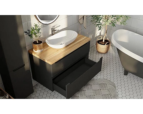 Заказать Тумба под раковину Jorno Wood 80 wood.01.80/P/GR подвесная Серая в магазине сантехники Santeh-Crystal.ru