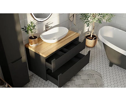 Заказать Тумба под раковину Jorno Wood 80 wood.01.80/P/GR подвесная Серая в магазине сантехники Santeh-Crystal.ru