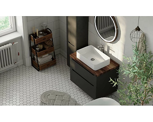 Заказать Тумба под раковину Jorno Wood 80 wood.01.80/P/GR подвесная Серая в магазине сантехники Santeh-Crystal.ru