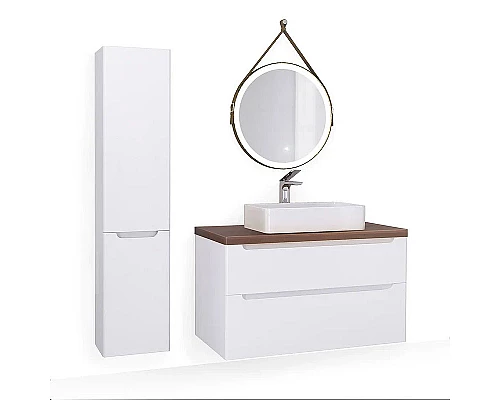 Купить Тумба под раковину Jorno Wood 100 wood.01.100/P/W подвесная Белая в магазине сантехники Santeh-Crystal.ru