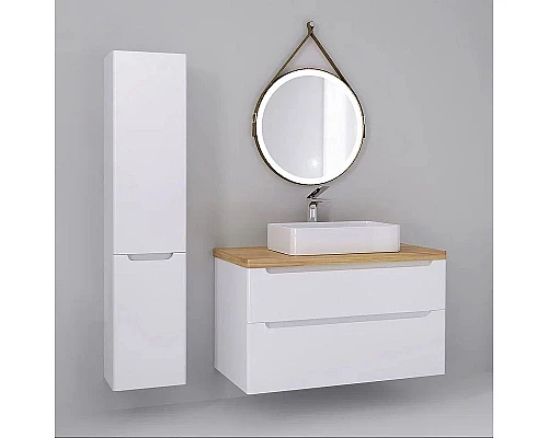 Купить Тумба под раковину Jorno Wood 100 wood.01.100/P/W подвесная Белая в магазине сантехники Santeh-Crystal.ru
