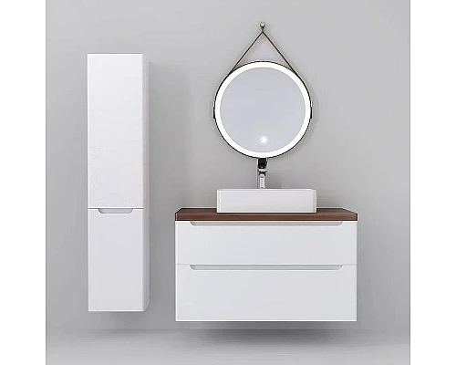 Купить Тумба под раковину Jorno Wood 100 wood.01.100/P/W подвесная Белая в магазине сантехники Santeh-Crystal.ru