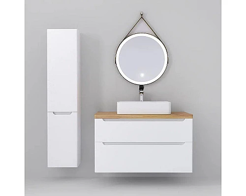 Купить Тумба под раковину Jorno Wood 100 wood.01.100/P/W подвесная Белая в магазине сантехники Santeh-Crystal.ru