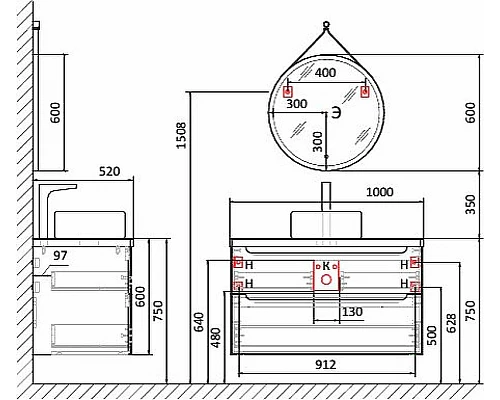 Купить Тумба под раковину Jorno Wood 100 wood.01.100/P/W подвесная Белая в магазине сантехники Santeh-Crystal.ru