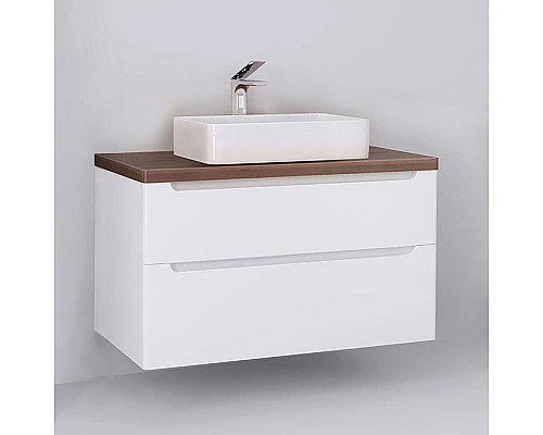 Купить Тумба под раковину Jorno Wood 100 wood.01.100/P/W подвесная Белая в магазине сантехники Santeh-Crystal.ru