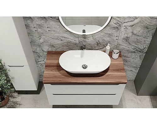 Купить Тумба под раковину Jorno Wood 100 wood.01.100/P/W подвесная Белая в магазине сантехники Santeh-Crystal.ru