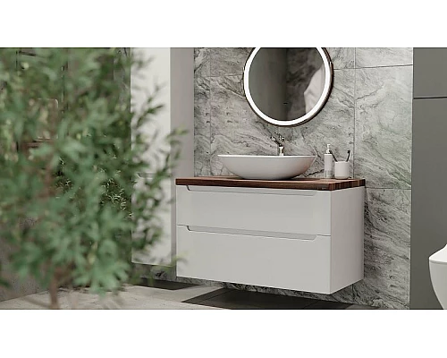 Купить Тумба под раковину Jorno Wood 100 wood.01.100/P/W подвесная Белая в магазине сантехники Santeh-Crystal.ru