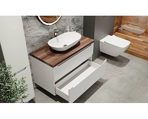 Купить Тумба под раковину Jorno Wood 100 wood.01.100/P/W подвесная Белая в магазине сантехники Santeh-Crystal.ru