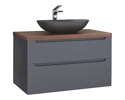 Купить Тумба под раковину Jorno Wood 100 wood.01.100/P/GR подвесная Серая в магазине сантехники Santeh-Crystal.ru