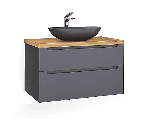 Купить Тумба под раковину Jorno Wood 100 wood.01.100/P/GR подвесная Серая в магазине сантехники Santeh-Crystal.ru