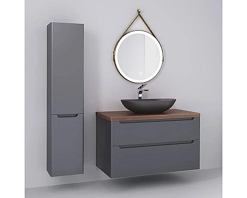 Купить Тумба под раковину Jorno Wood 100 wood.01.100/P/GR подвесная Серая в магазине сантехники Santeh-Crystal.ru