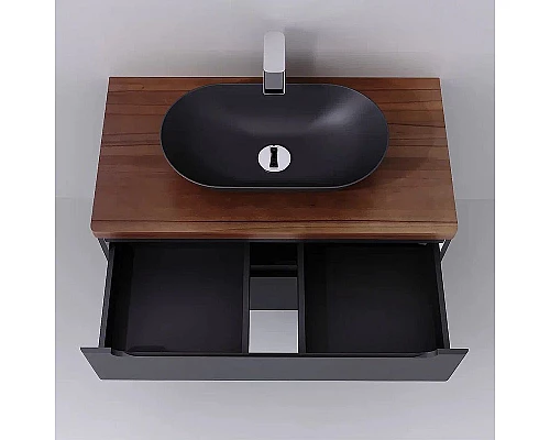 Купить Тумба под раковину Jorno Wood 100 wood.01.100/P/GR подвесная Серая в магазине сантехники Santeh-Crystal.ru