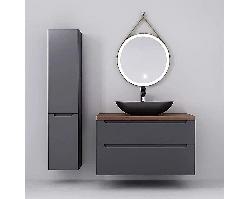 Купить Тумба под раковину Jorno Wood 100 wood.01.100/P/GR подвесная Серая в магазине сантехники Santeh-Crystal.ru