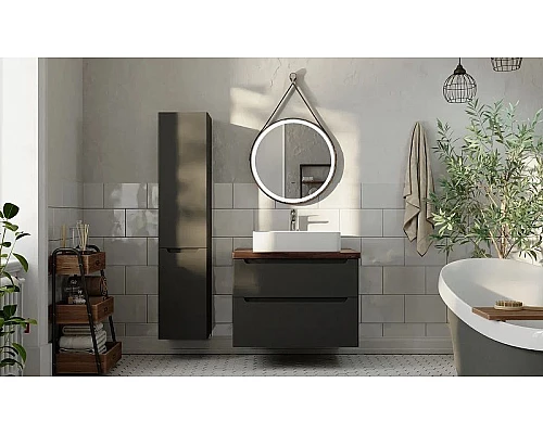 Купить Тумба под раковину Jorno Wood 100 wood.01.100/P/GR подвесная Серая в магазине сантехники Santeh-Crystal.ru