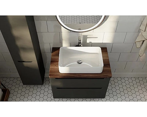 Купить Тумба под раковину Jorno Wood 100 wood.01.100/P/GR подвесная Серая в магазине сантехники Santeh-Crystal.ru