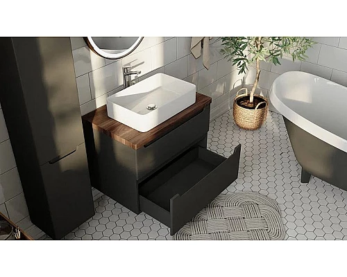 Купить Тумба под раковину Jorno Wood 100 wood.01.100/P/GR подвесная Серая в магазине сантехники Santeh-Crystal.ru