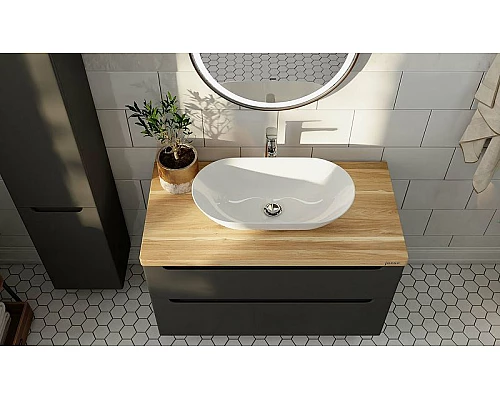 Купить Тумба под раковину Jorno Wood 100 wood.01.100/P/GR подвесная Серая в магазине сантехники Santeh-Crystal.ru