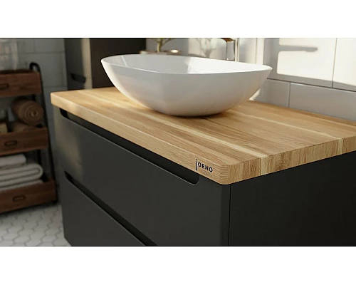 Купить Тумба под раковину Jorno Wood 100 wood.01.100/P/GR подвесная Серая в магазине сантехники Santeh-Crystal.ru