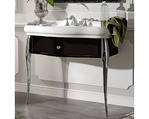 Приобрести Тумба под раковину Kerasan Retro 100 7363K3 Черный глянец в магазине сантехники Santeh-Crystal.ru