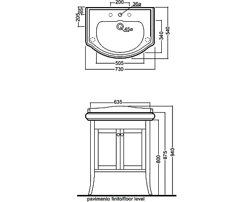Заказать Тумба под раковину Kerasan Retro 65 734940 Орех в магазине сантехники Santeh-Crystal.ru