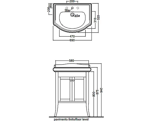 Заказать Тумба под раковину Kerasan Retro 60 735140 Орех в магазине сантехники Santeh-Crystal.ru