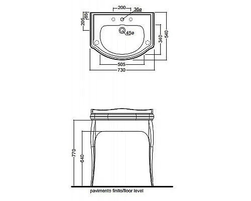 Купить Тумба под раковину Kerasan Retro 73 7362K5 Белый глянец Хром в магазине сантехники Santeh-Crystal.ru