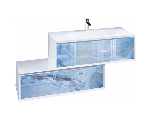 Приобрести Тумба под раковину Marka One Milacco 100П У72795 подвесная Blue Marble в магазине сантехники Santeh-Crystal.ru
