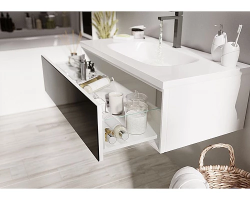 Приобрести Тумба под раковину Marka One Milacco 100П У72791 подвесная Classic Black в магазине сантехники Santeh-Crystal.ru