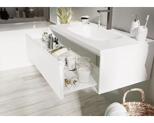 Заказать Тумба под раковину Marka One Milacco 100П У72787 подвесная Pure White в магазине сантехники Santeh-Crystal.ru