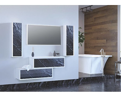 Заказать Шкаф пенал Marka One Milacco 30П L У73210 Black Stone в магазине сантехники Santeh-Crystal.ru