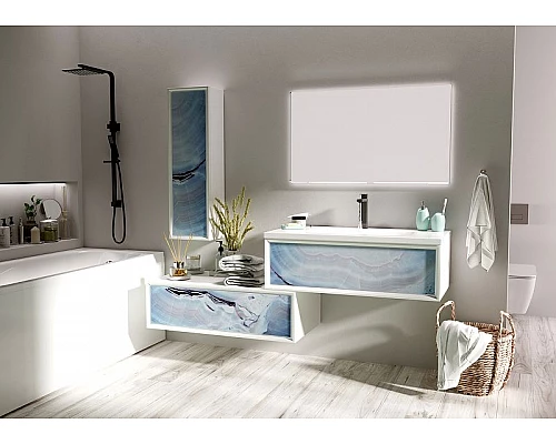 Купить Шкаф пенал Marka One Milacco 30П L У73209 Blue Marble в магазине сантехники Santeh-Crystal.ru