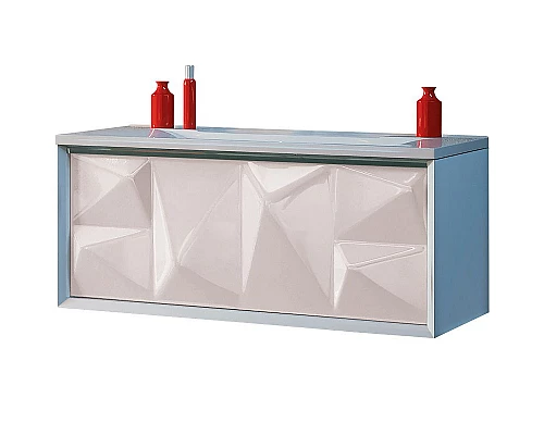 Приобрести Тумба под раковину Marka One Romb 90П У67847 подвесная White в магазине сантехники Santeh-Crystal.ru